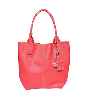 Дамска кожена чанта в червено Lizette снимка