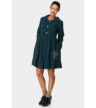 Дамско памучно манто в тъмнозелено снимка