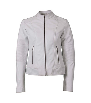 Бяло кожено дамско яке Sheila снимка