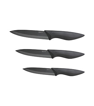 Комплект от три броя черни керамични ножове снимка