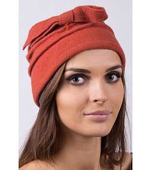 Дамска вълнена шапка в цвят керемида Boni снимка