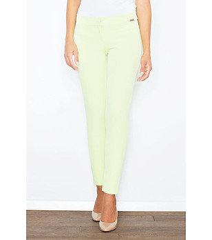 Дамски слим панталон в цвят лимон Selma снимка