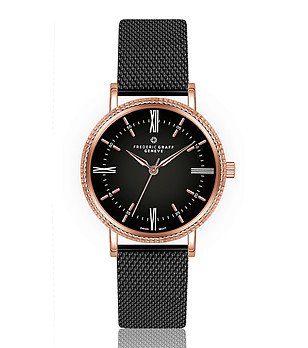 Мъжки часовник  в черно и розовозлатисто Tim снимка