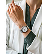 Сребрист дамски часовник с бял циферблат Hana-1 снимка