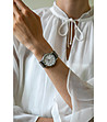 Сребрист дамски часовник с бежова каишка Hana-1 снимка