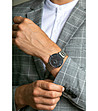 Сребрист мъжки часовник с черен циферблат Ron-1 снимка