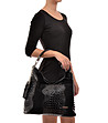 Черна кожена дамска чанта с пискюли Alexis-4 снимка