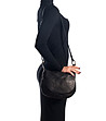 Черна кожена чанта за рамо с капак-4 снимка