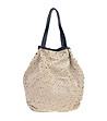 Бежова дамска чанта от естествена кожа с перфорации Berta-0 снимка