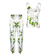 Дамска пижама в бяло с принт в зелено Serina-0 снимка