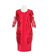 Комплект от рокля и дантелено сако в червено Carla-0 снимка