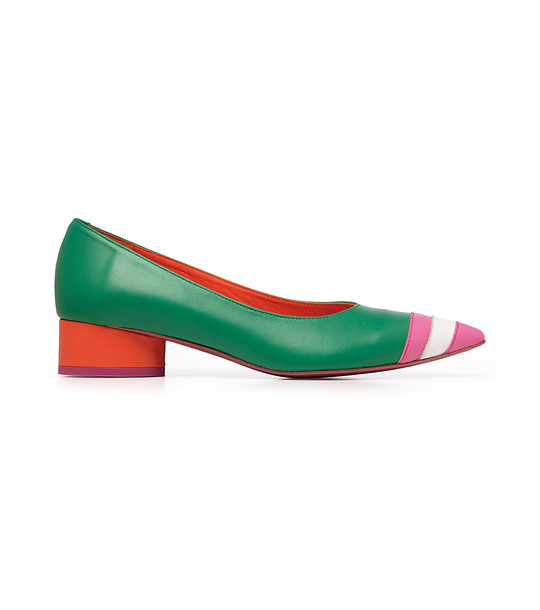 Дамски обувки в зелено, розово и бяло Ksenia снимка