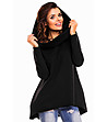 Черна дамска памучна блуза с качулка Tanita-0 снимка