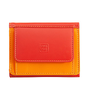 Кожен дамски портфейл в червено и оранжево Brenda снимка