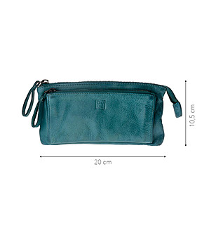Малка кожена дамска чанта в синьо-зелен нюанс Elisa снимка