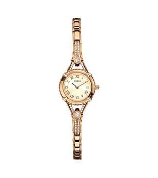 Розово-златист дамски часовник с камъчета снимка