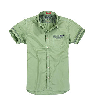 Зелена мъжка памучна риза Ambrose снимка
