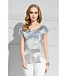Дамска блуза в цвят екрю и сиво с флорален принт -0 снимка