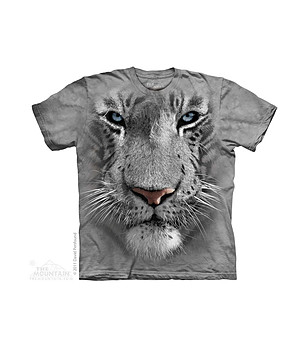 Unisex памучна тениска White Tiger Face снимка