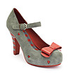 Сиви велурени дамски обувки с червени елементи-0 снимка