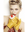 Жълти кожени дамски ръкавици Melinda-4 снимка