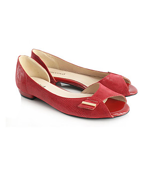 Червени кожени обувки с отворени пръсти Benita снимка