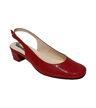Червени кожени обувки с отворена пета Vitalia снимка