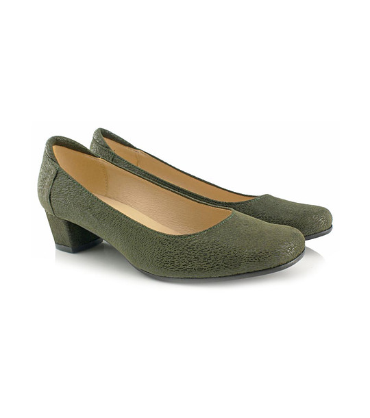 Кожени дамски обувки в цвят маслина Rexi снимка