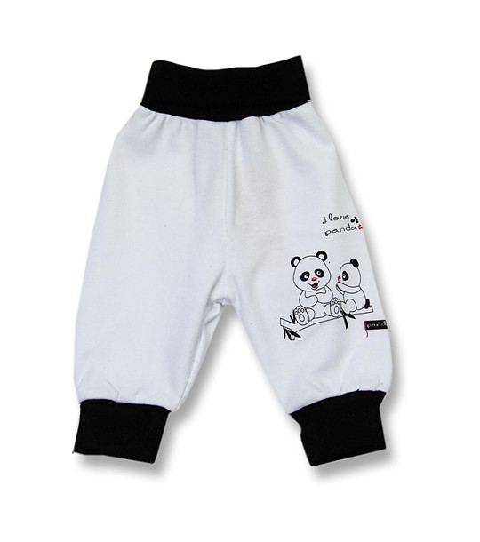 Памучен бебешки панталон в бяло и черно снимка