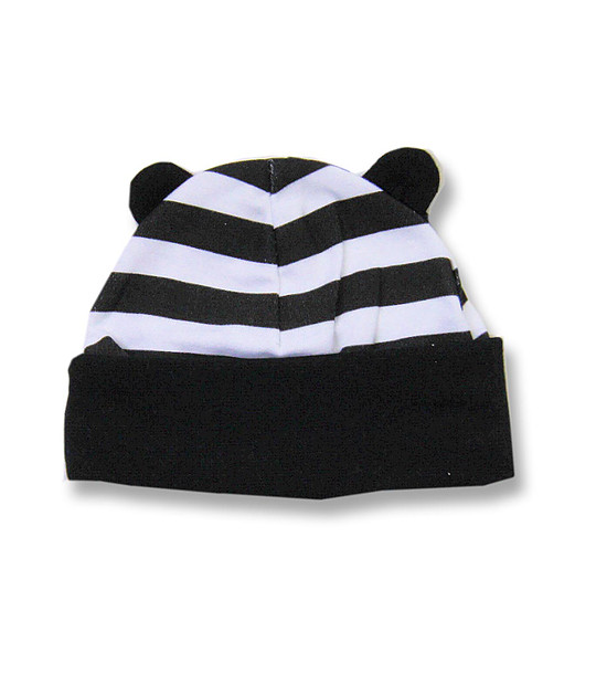 Памучна бебешка шапка за новородено в черно и бяло снимка