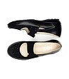 Черни дамски кожени обувки с лепки-1 снимка