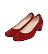 Червени кожени дамски обувки с масивен ток Berta-2 снимка