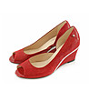 Червени кожени дамски обувки с платформа Celine-2 снимка