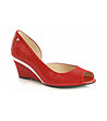 Червени кожени дамски обувки с платформа-3 снимка