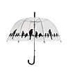 Прозрачен чадър с черен принт Птици на жица-0 снимка