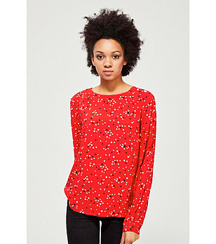 Червена дамска блуза с принт снимка