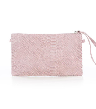 Розова кожена чанта тип клъч Palmira снимка