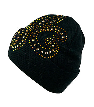 Черна дамска шапка с декоративни капси Daria снимка