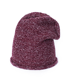 Unisex плетена шапка с вълна в червен меланж Jaci снимка
