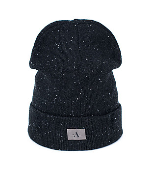 Unisex плетена шапка в черен меланж Alex снимка
