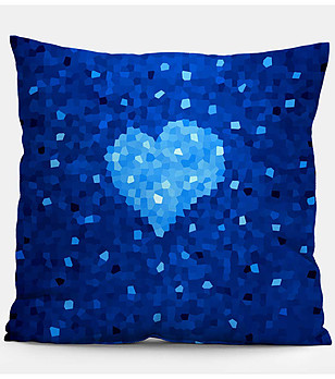 Декоративна синя възглавница с принт Glass Heart снимка