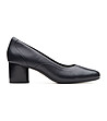 Дамски черни кожени обувки на ток за широки стъпала Cosmo-0 снимка