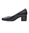Дамски черни кожени обувки на ток за широки стъпала Cosmo-3 снимка