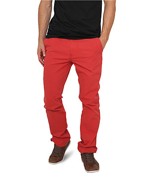 Червен мъжки памучен панталон Chino снимка
