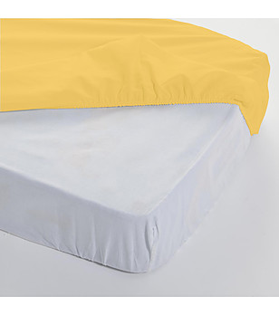 Памучен жълт чаршаф с ластик 180x200 см снимка