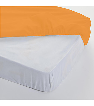 Оранжев памучен чаршаф с ластик 180x200 см снимка