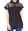 Черна дамска риза с дантела Mimi-2 снимка