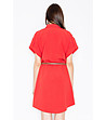Червена рокля с кафяв колан Marta-1 снимка