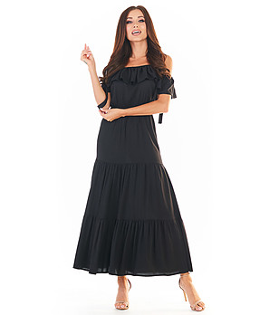 Черна дълга рокля Ksenia снимка