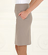 Бежова памучна пола с джобове-2 снимка